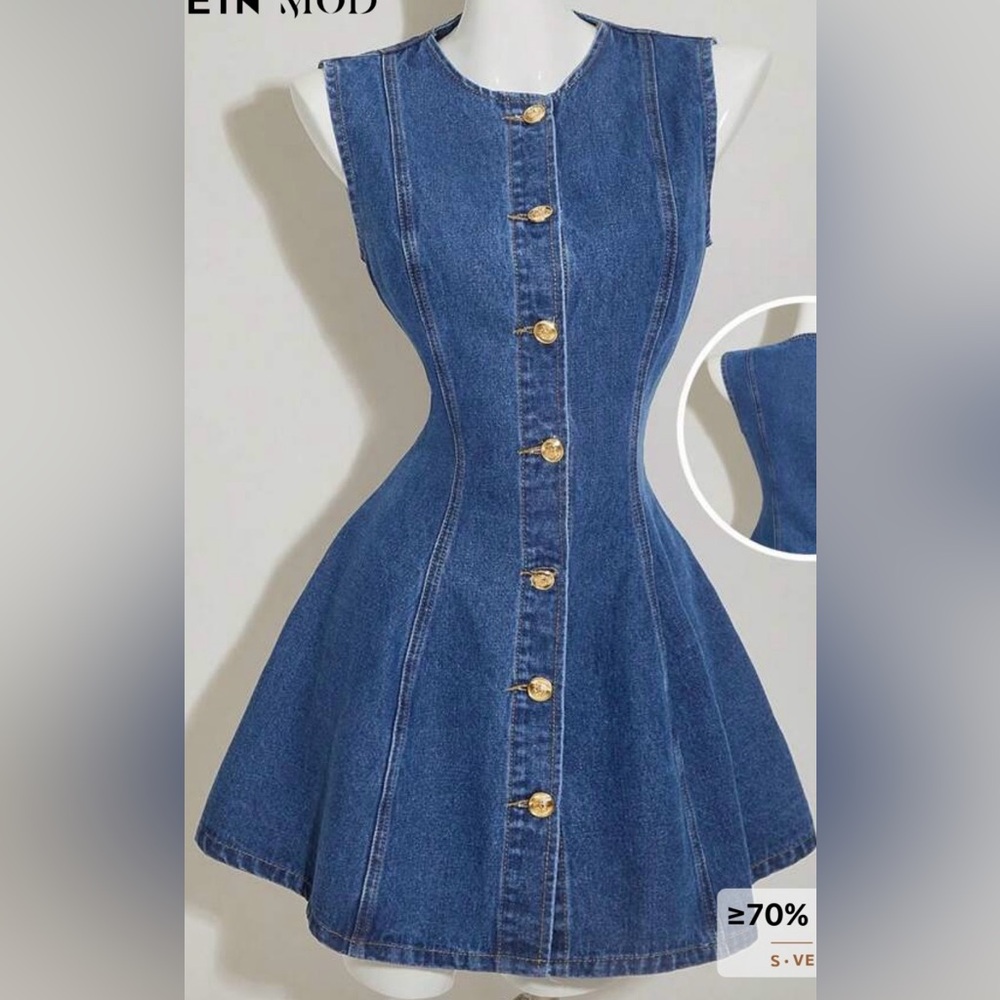 SHEIN Denim Button-Front Dress